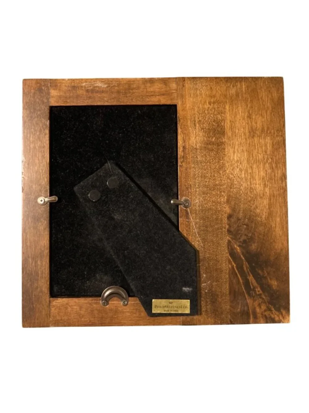 Hand Carved Wooden Elephant And Palm Tree Picture Frame